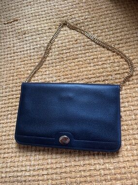 Black Leather Dior Chain clutch
